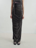 someone sometimes Versatile Pleated Tie Cami Slim Fit Lyocell Linen Blend Women Top & Skirt Sets