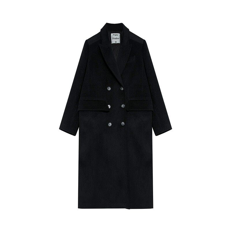 fano_Thick_Doublebreasted_Blazer_Collar_Commuter_Midlength_Women_Black_Long_Coats_MISSTT