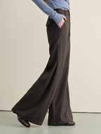 Stretch Knit Olive Gray Micro Flare Casual High Waist Women Flared Pants