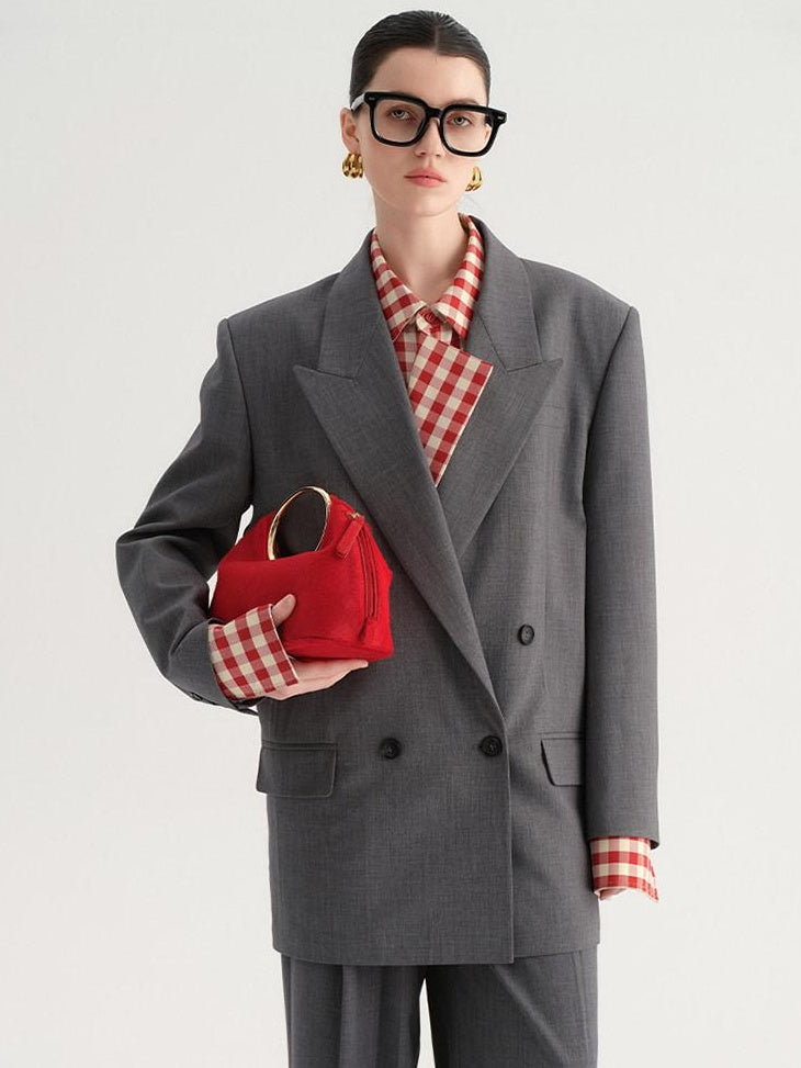audreyyang Single Button Relaxed Fit Polyester Office For Women Long Sleeve Solid Blazers