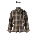 fano_Soft_Cotton_Tie_Bow_Plaid_Long_Sleeve_Stand_Collar_Office_Cardigan_Women_Blouses_MISSTT