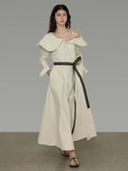 unspoken Comfortable Cotton Blend High Waist Asymmetrical Shirt Dress Office Maxi Dresses