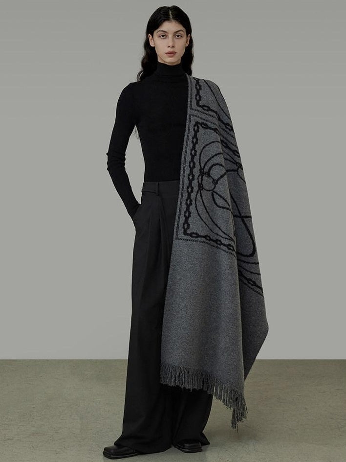 unspoken Cozy Double Sided Geometric Long Rectangular Warm Women Youth Polyester Scarves