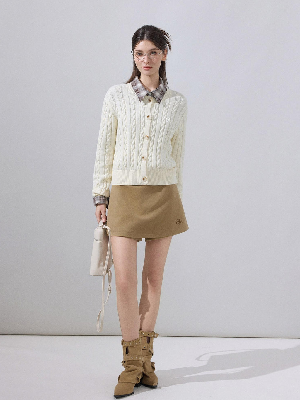 ikyou Wrinkle Free Embroidered High Waist A Line Casual Women Polyester Mini Skirts