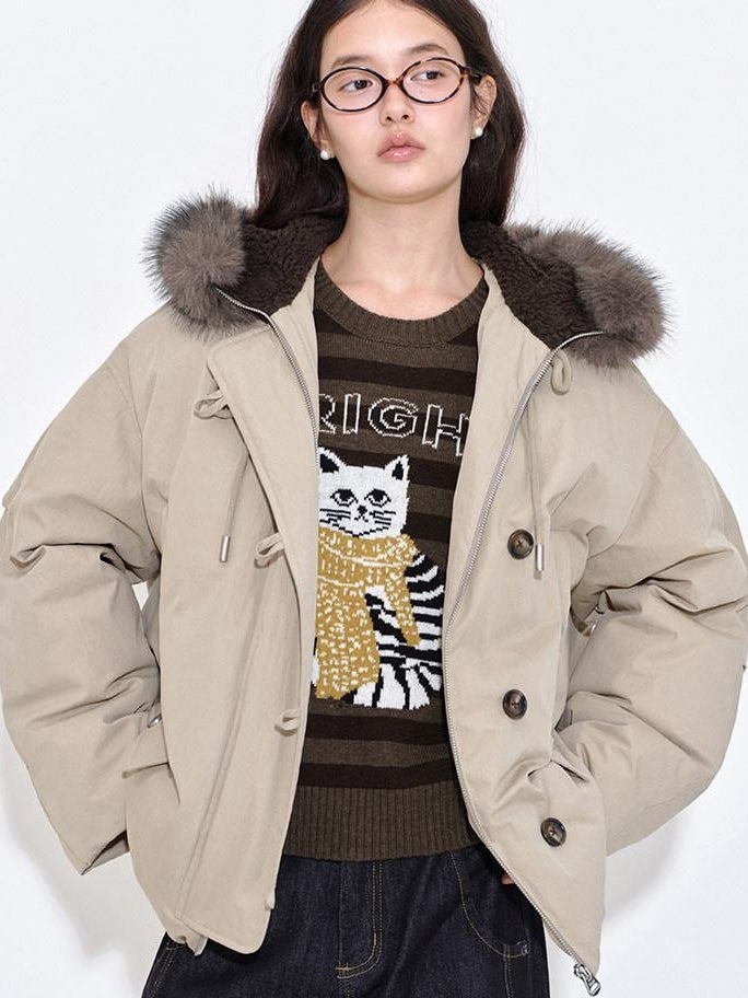 fano 90 White Duck Down Warm Commuter Straight Fit Patchwork Khaki Women Down Jackets