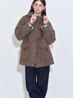 fano 75 Wool 25 Polyester Hooded Loose Fit Korean Commuter Brown Wool Coats