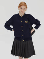 fano Wool Blend Straight Fit Office Crew Neck Button Front Knit Cardigans