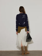 Lofi choose Soft Acrylic Blend Embroidered Classic Fit Round Neck Office Knitwear Cardigans