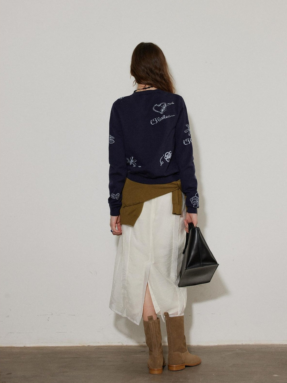 Lofi choose Soft Acrylic Blend Embroidered Classic Fit Round Neck Office Knitwear Cardigans