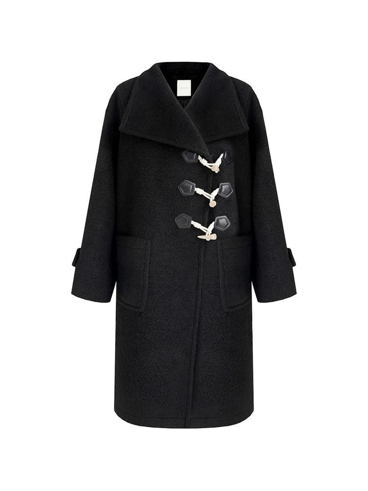 unspoken Warm Thick Long Single Breasted Black Loose Fit Minimalist Office Wool Coats