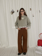 Lofi choose Loose Fit Oversized Hooded Long Sleeve Commuter Casual Purple Gray Hoodie