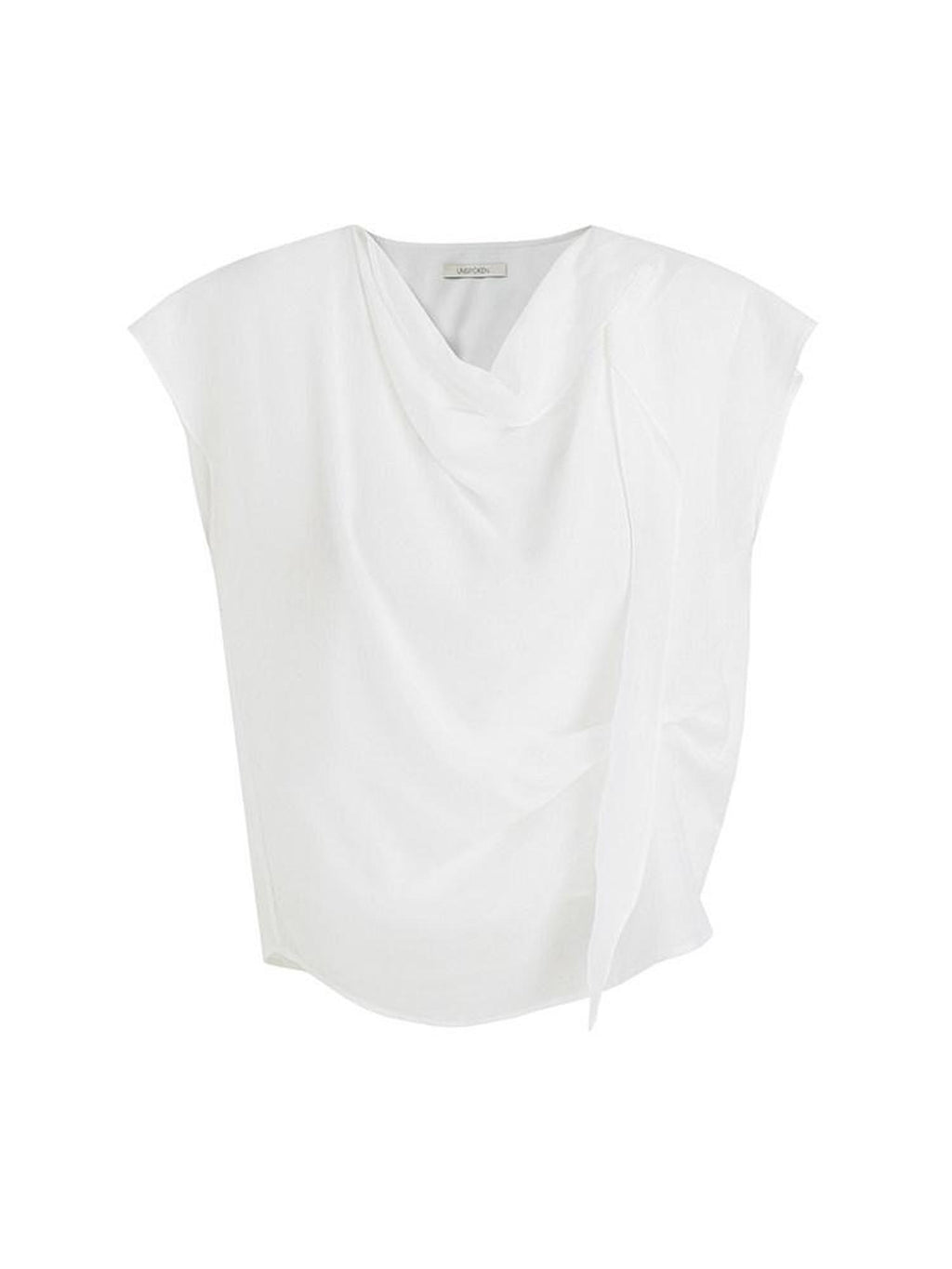unspoken Lyocell Shape Retention Office Sleeveless Loose Fit Women White Blouses