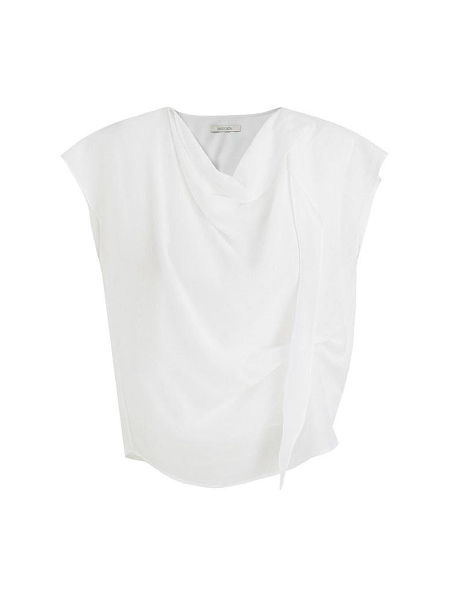 unspoken Lyocell Shape Retention Office Sleeveless Loose Fit Women White Blouses