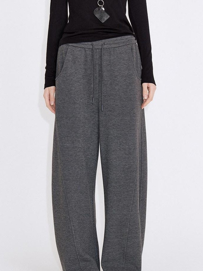 fano Soft Stretch Knit Natural Waist Straight Leg Casual Women Dark Gray Sweatpants