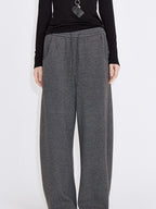 fano Soft Stretch Knit Natural Waist Straight Leg Casual Women Dark Gray Sweatpants