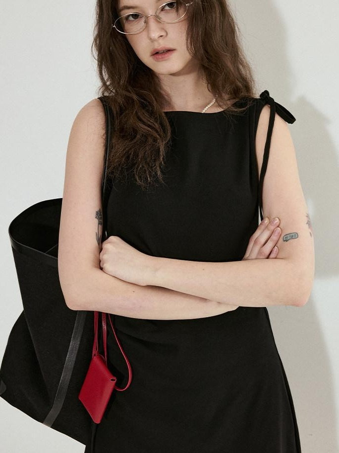 fano Cotton Blend Elegant Sleeveless Asymmetric Hem H Fit Women Midi Dresses