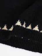 audreyyang Cozy Thick Oversized Geometric Totem Crewneck Women Wool Blend Sweaters