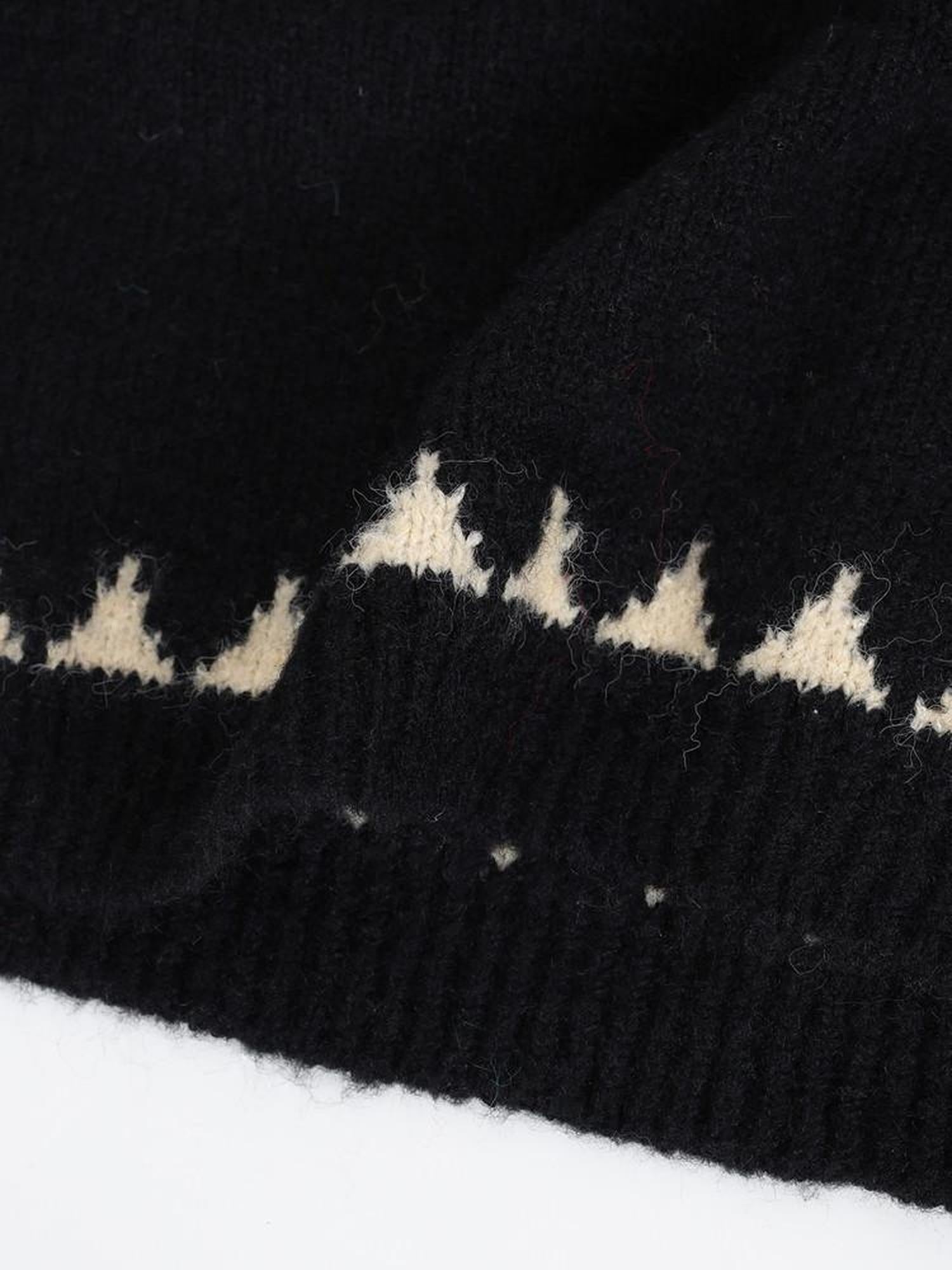 audreyyang Cozy Thick Oversized Geometric Totem Crewneck Women Wool Blend Sweaters