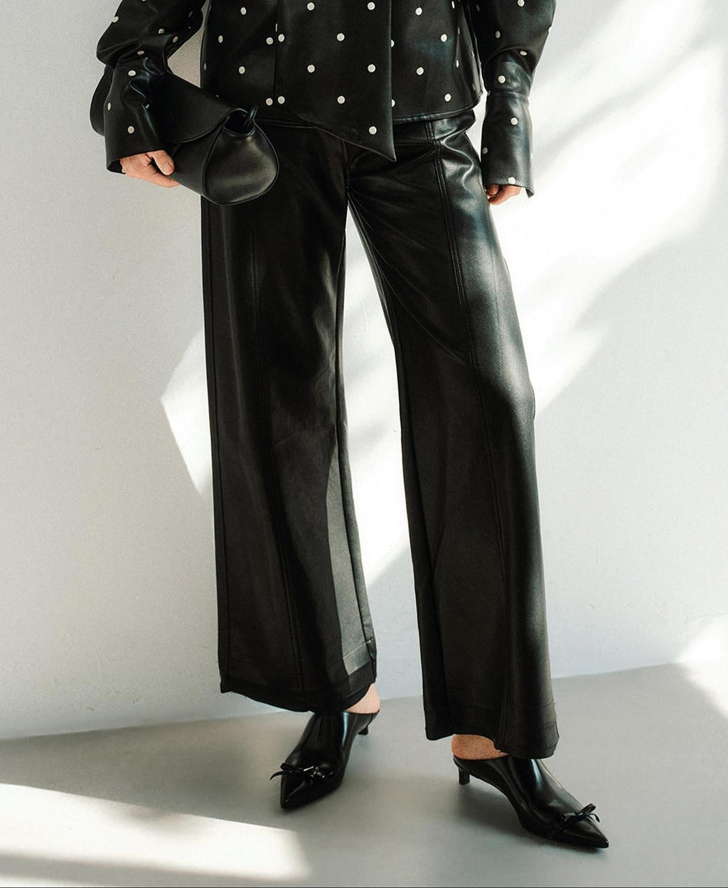 audreyyang Premium High Waist Viscose Zipper Light Luxury Women Black Straight Pants