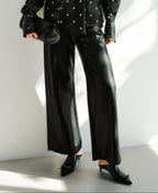 audreyyang Premium High Waist Viscose Zipper Light Luxury Women Black Straight Pants