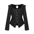 unspoken_Slim_Long_Sleeve_Square_Neck_Button_Crop_Top_High_Waist_Black_Top_&_Skirt_Sets_MISSTT