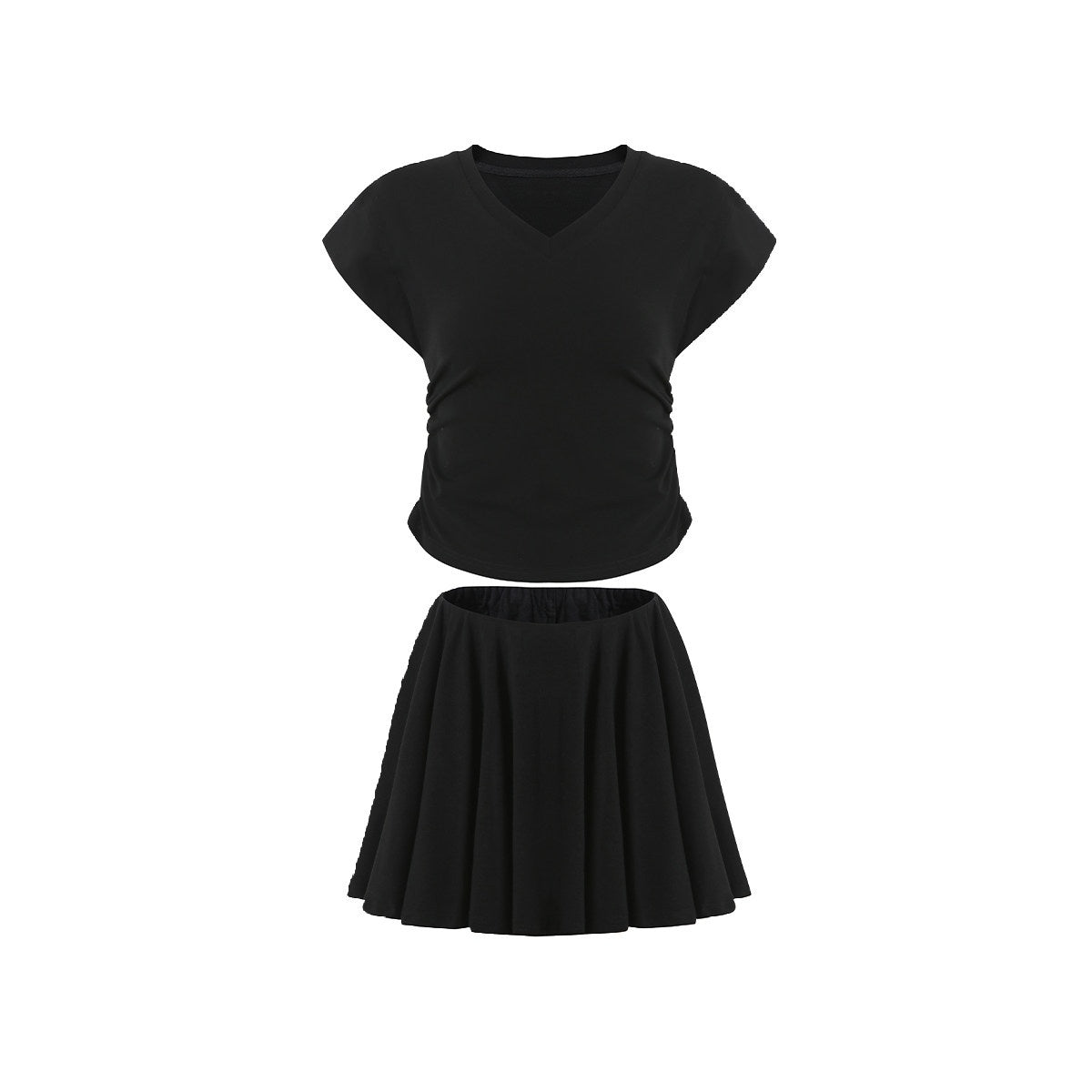 fano_Chic_V-neck_Short_Sleeve_Two_Piece_Women_Matching_Set_Top_&_Skirt_Sets_MISSTT