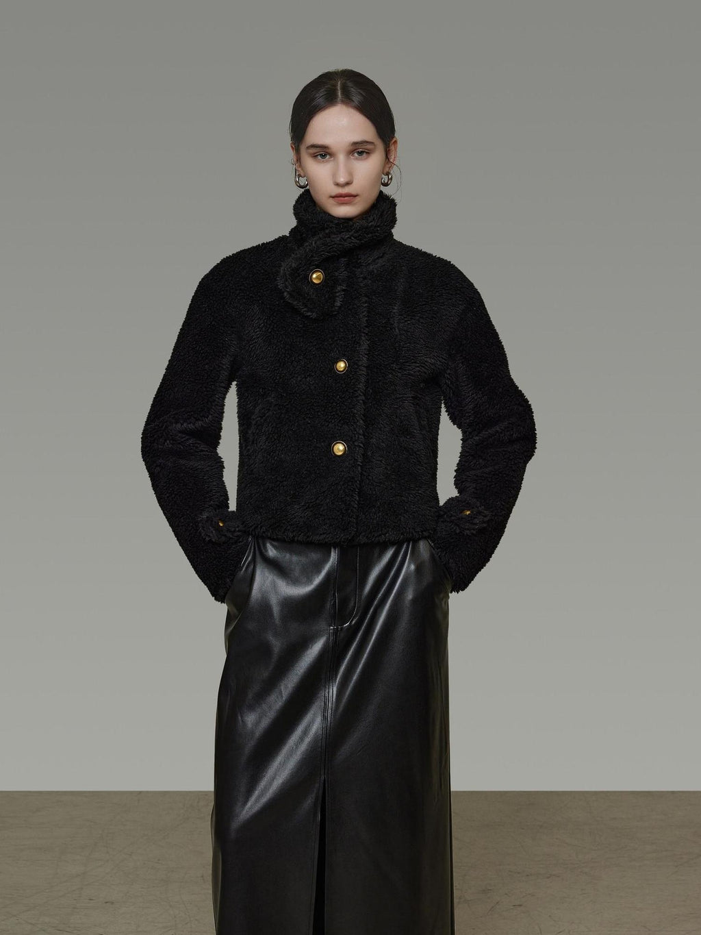 unspoken Warm Sculpted Tailoring Minimal Commuter Loose High Waist Wool Blend Short Coat