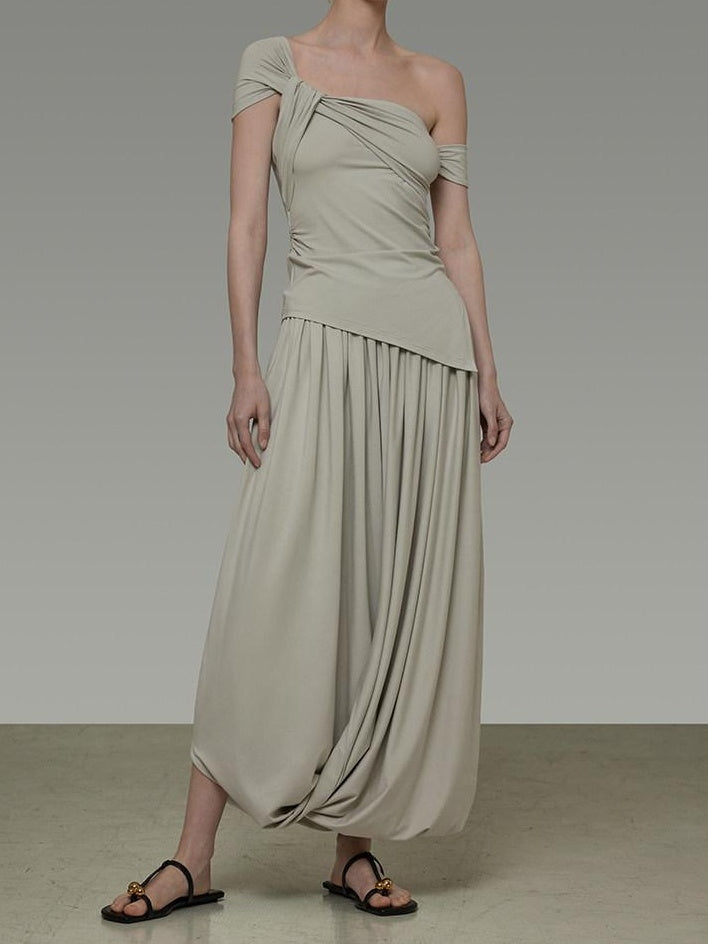 unspoken Minimalist Viscose Short Sleeve Two Piece Women Sage Green Top & Skirt Sets