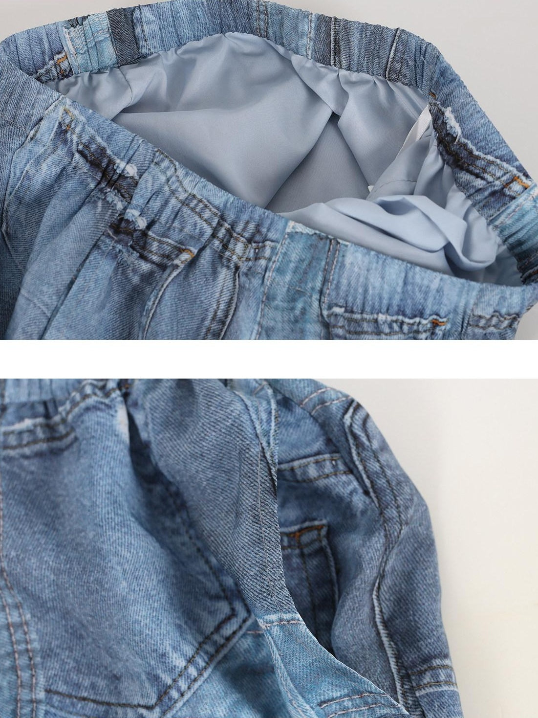 audreyyang Breathable Rayon Loose Fit Lapel Button Floral Denim Top & Pants Sets