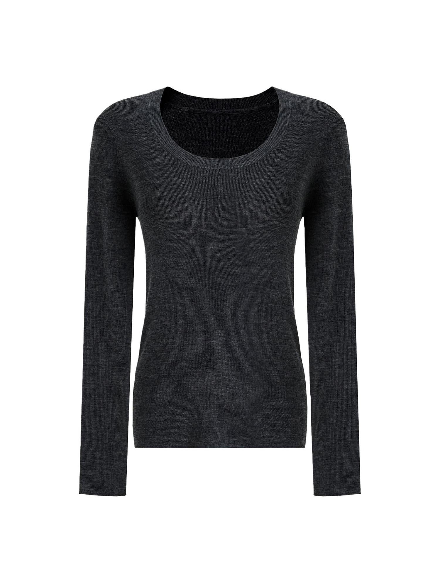 unspoken Skin Friendly Breathable Pure Wool Slim Fit Minimalist Office Women Knit Blouses