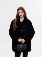ikyou Padded Non Iron Pocket Toggle Korean Oversized Women Mid Length Black Long Coats