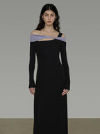 unspoken Tencel High Waist Asymmetrical Off Shoulder A Line Knit Women Maxi Dresses