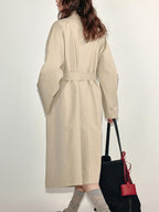 fano Lyocell Cotton Long Relaxed Korean Casual Single Breasted Beige Trench Coats