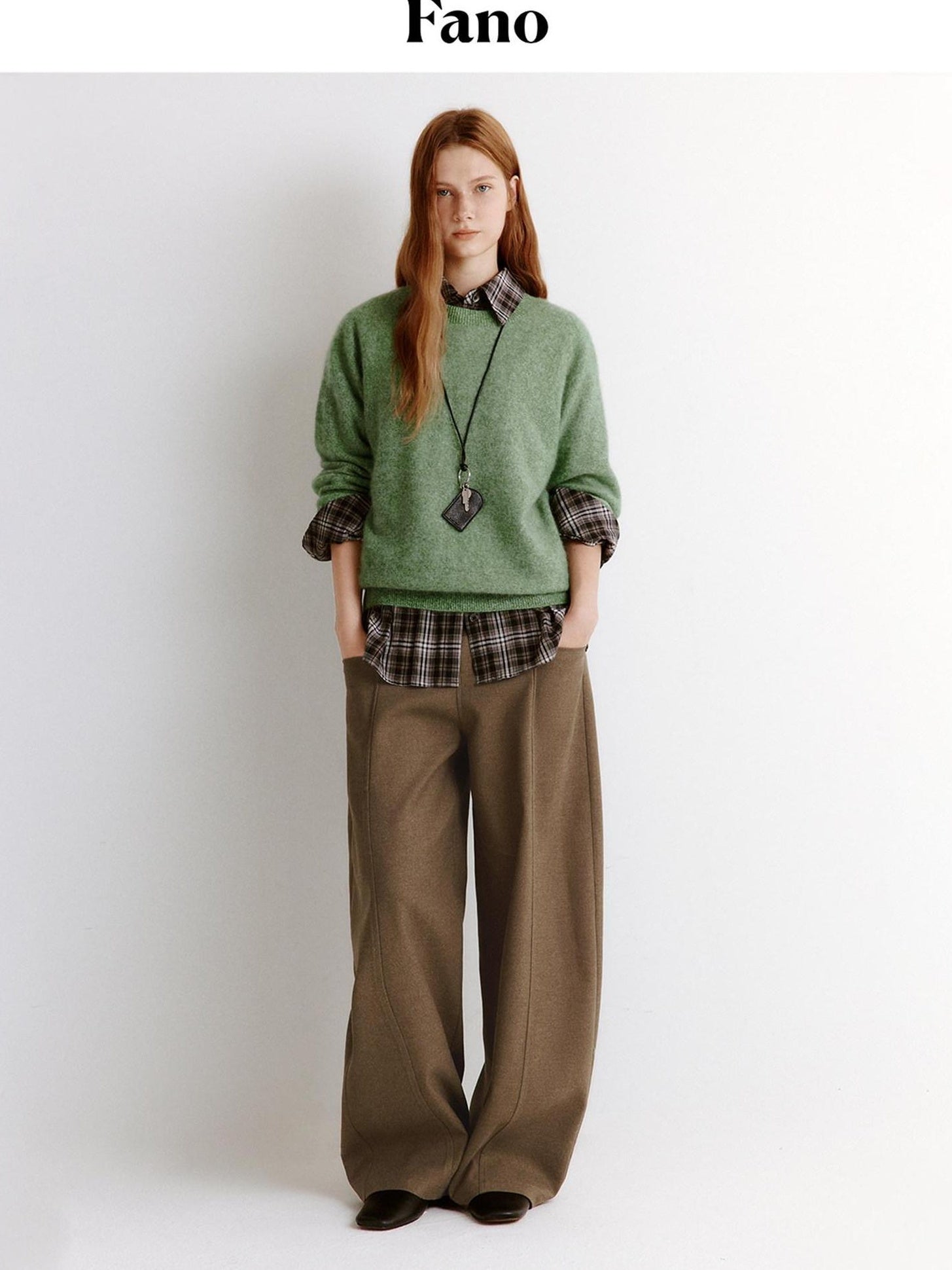 fano Soft Wool Cashmere Blend Relaxed Fit Crew Neck Women Knit Pullover Sweaters