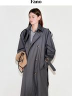 fano Mid Length Single Breasted Korean Commuter Straight Fit Solid Women Trench Coats