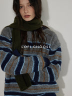Lofi choose Wool Blend Relaxed Striped Crewneck Pullover Commuter Office Women Tops Sweaters