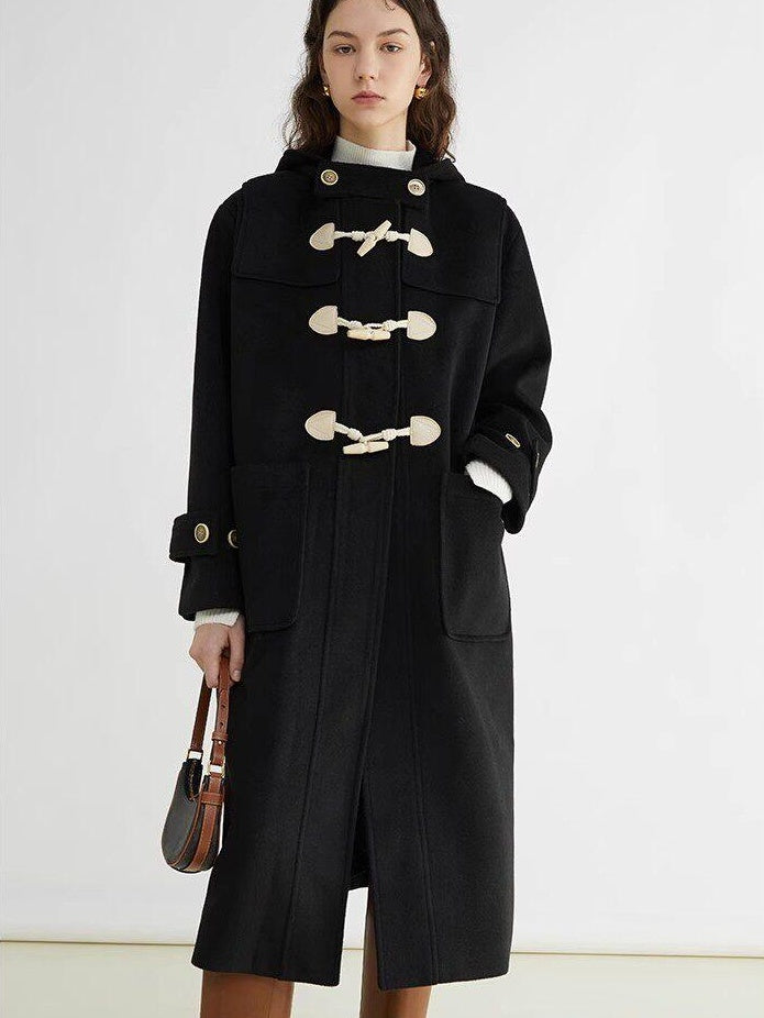 fano Toggle Pocket Minimal Commuter Midlength Women Polyester Blend Long Coats