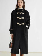 fano Toggle Pocket Minimal Commuter Midlength Women Polyester Blend Long Coats