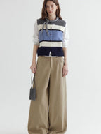fano Warm Korean Commuter Straight Stripe Round Neck Women Acrylic Cardigans
