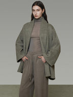 unspoken Soft Wool Blend Tailored Cut Minimal Commuter Loose Fit Tobacco Green Wool Coats