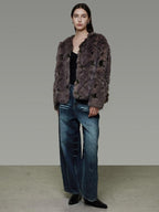 unspoken Warm Minimal No Collar Mocha Brown Women Commuter Polyester Short Coat