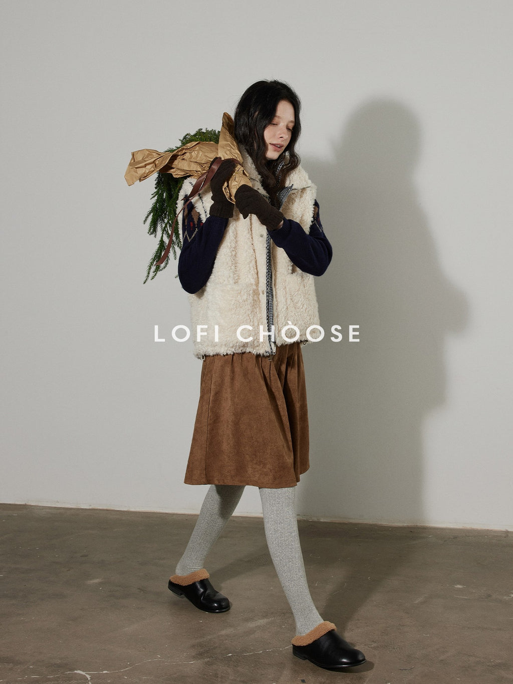 Lofi choose Warm Thick White Duck Down Loose Commuter Lapel Collar Zipper Blue Vests