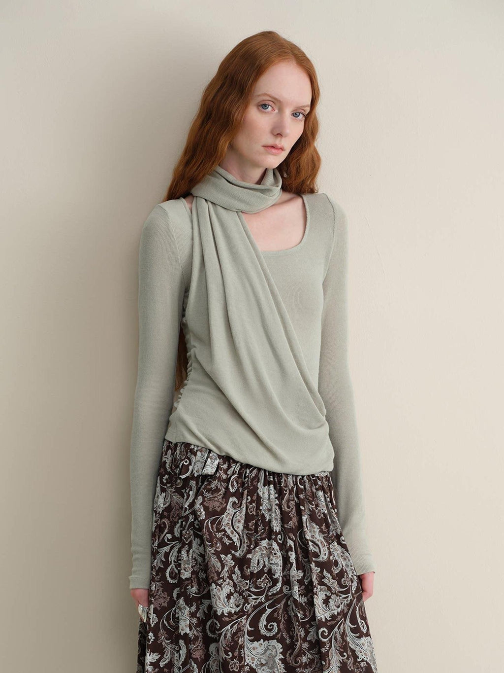 someonesometimes Faux Cashmere Windproof Slim Fit U Neck Women Duck Egg Blue Sweaters