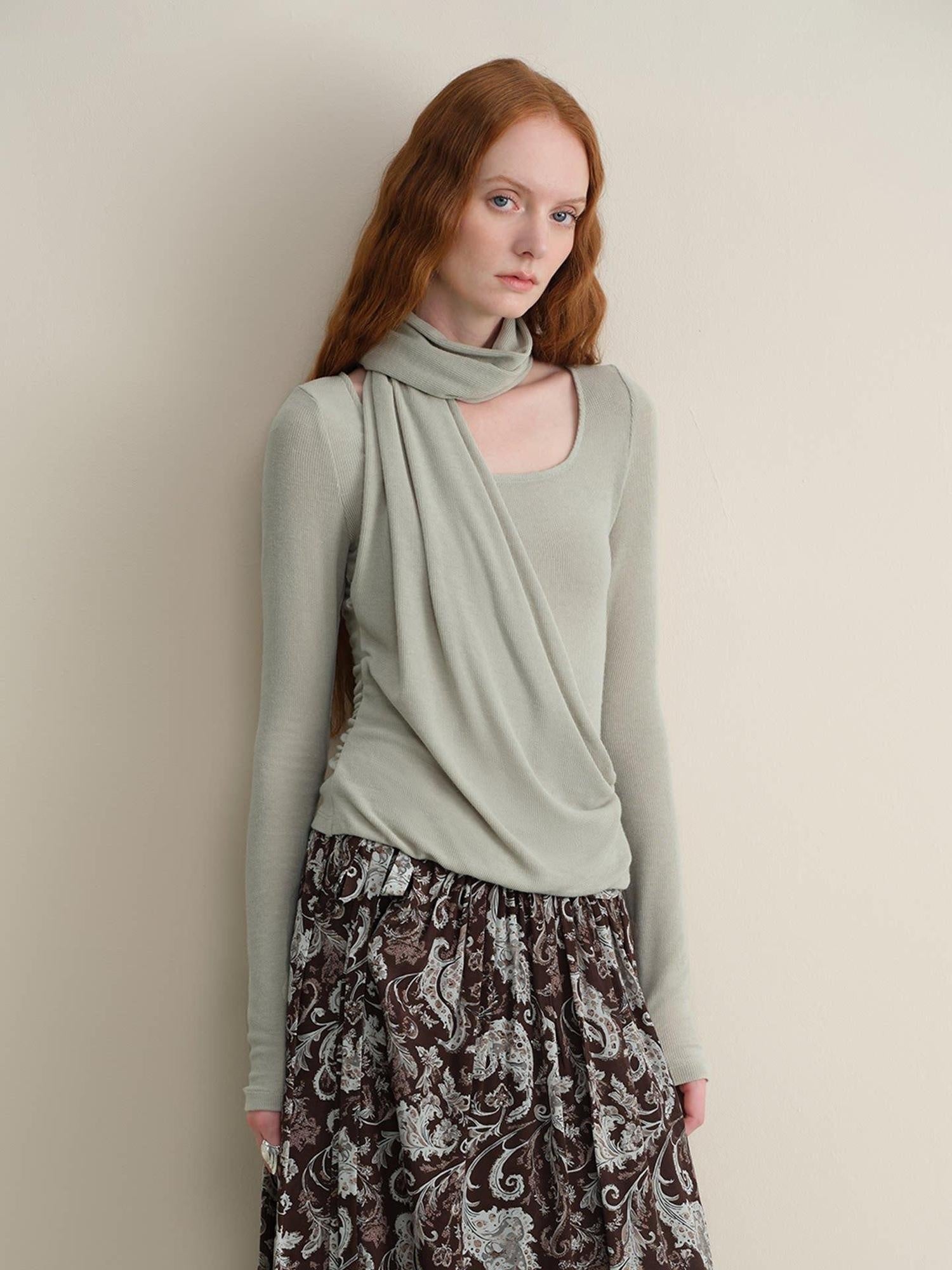 someonesometimes Faux Cashmere Windproof Slim Fit U Neck Women Duck Egg Blue Sweaters