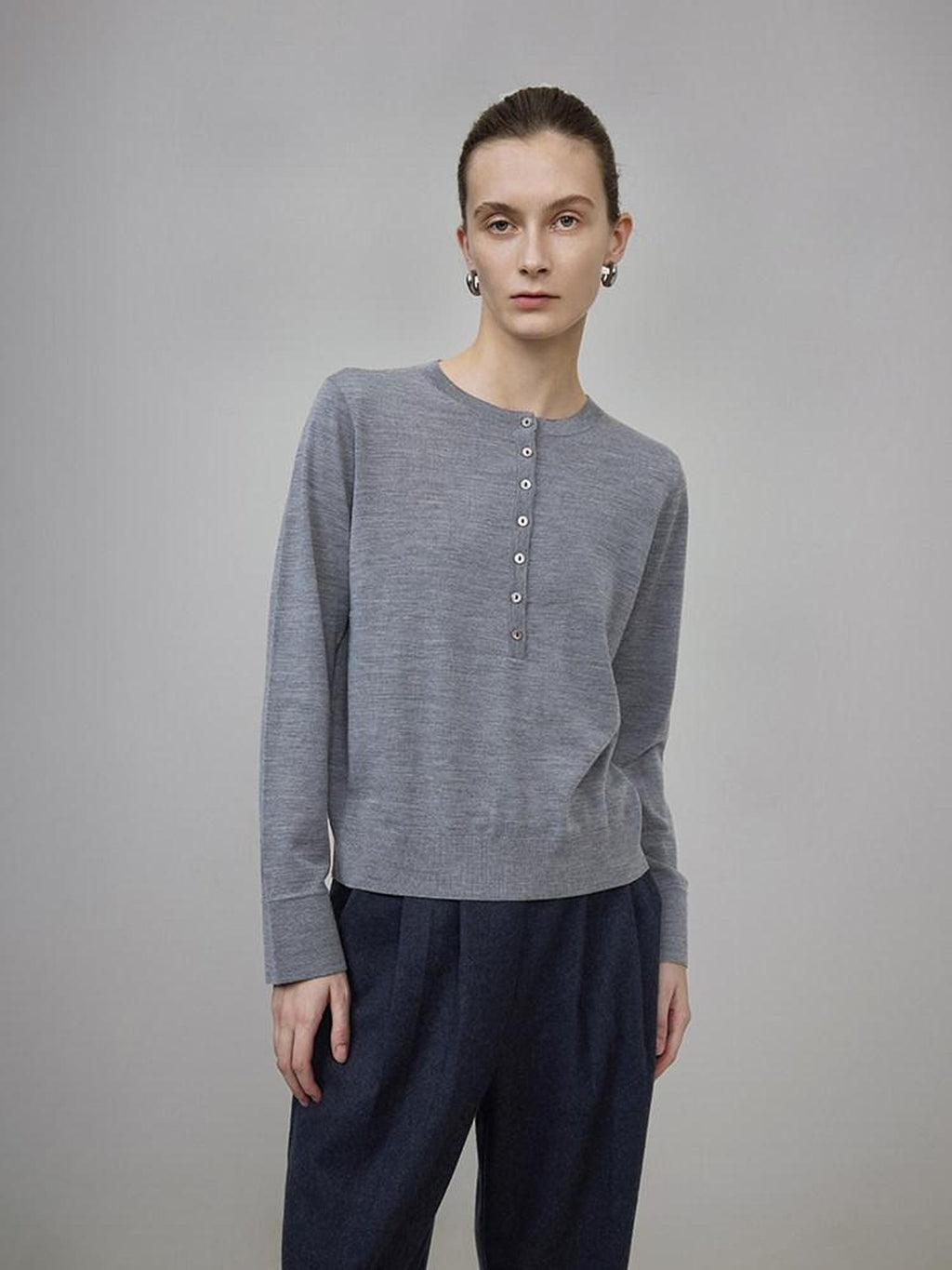 unspoken Pure Wool Minimalist Loose Pullover Crew Neck Women Knit Cardigans