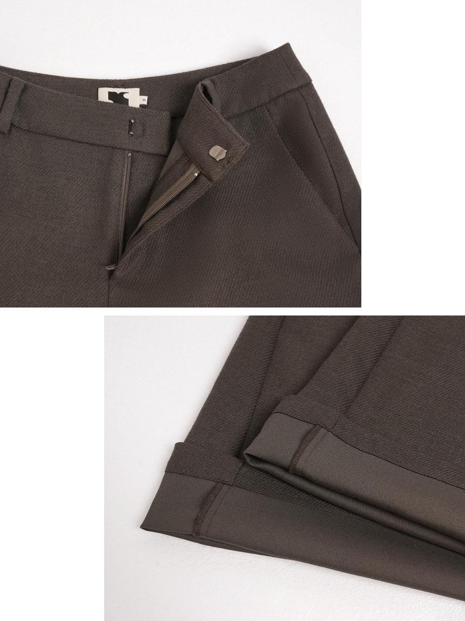 Stretch Knit Olive Gray Micro Flare Casual High Waist Women Flared Pants