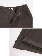 Stretch Knit Olive Gray Micro Flare Casual High Waist Women Flared Pants