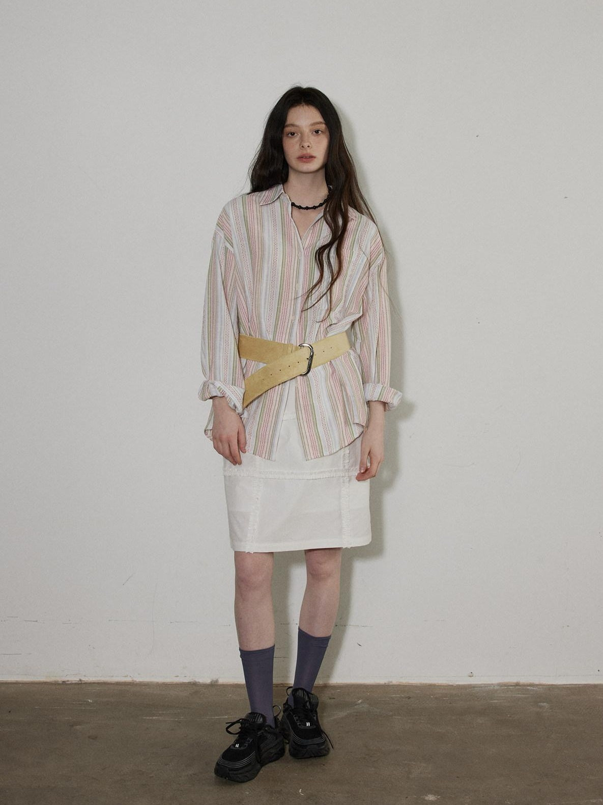 Lofi choose High Waist Loose Fit Office Ready Young Women Purple Blue White Midi Skirts