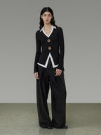 unspoken High Waist Sleek Black Workwear Tailored Fit For Ladies Polyester Wide Leg Pants