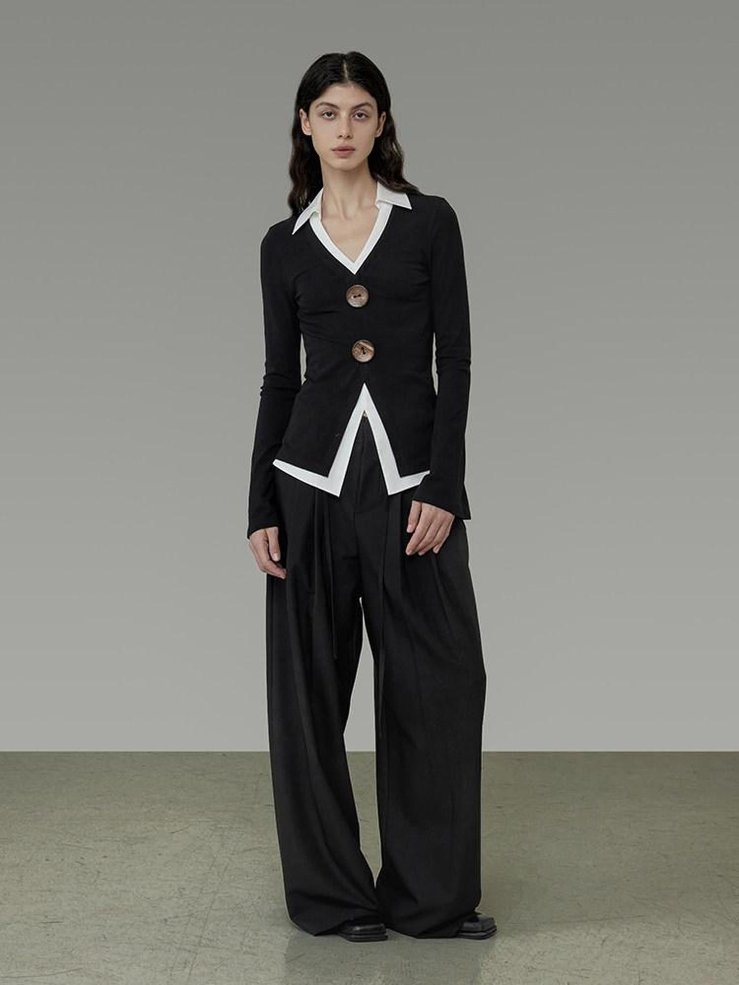 unspoken High Waist Sleek Black Workwear Tailored Fit For Ladies Polyester Wide Leg Pants
